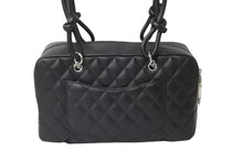 Load image into Gallery viewer, CHANEL シャネル カンボンライン ボーリング ハンドバッグ ココマーク 13番台 ブラック ラムスキン シルバー金具 美品 中古 55714