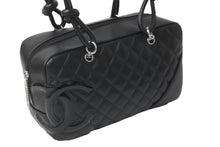 Load image into Gallery viewer, CHANEL シャネル カンボンライン ボーリング ハンドバッグ ココマーク 13番台 ブラック ラムスキン シルバー金具 美品 中古 55714