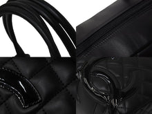 Load image into Gallery viewer, CHANEL シャネル カンボンライン ボーリング ハンドバッグ ココマーク 13番台 ブラック ラムスキン シルバー金具 美品 中古 55714