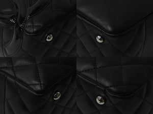 CHANEL シャネル カンボンライン ボーリング ハンドバッグ ココマーク 13番台 ブラック ラムスキン シルバー金具 美品 中古 55714