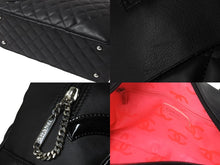 Load image into Gallery viewer, CHANEL シャネル カンボンライン ボーリング ハンドバッグ ココマーク 13番台 ブラック ラムスキン シルバー金具 美品 中古 55714