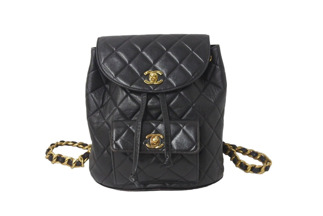 CHANEL シャネル リュック デイパック ブラック レザー ココマーク 3番台 ゴールド金具 良品 中古 55767