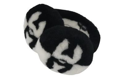 極美品 CHANEL シャネル イヤーマフ シアリング ココマーク ブラック ホワイト AA7836B06521 中古 55783