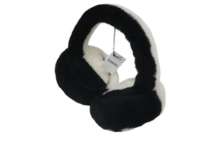 極美品 CHANEL シャネル イヤーマフ シアリング ココマーク ブラック ホワイト AA7836B06521 中古 55783