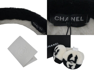 極美品 CHANEL シャネル イヤーマフ シアリング ココマーク ブラック ホワイト AA7836B06521 中古 55783