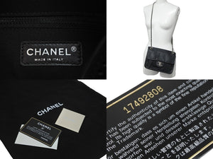 新品同様 CHANEL シャネル ショルダーバッグ 17番台 フレンチリビエラ パンチングレザー ブラック シルバー金具 中古 55797