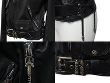 Load image into Gallery viewer, 極美品 CHROME HEARTS クロムハーツ ライダースジャケット JJDEAN JJディーン ブラック 羊革 サイズS 中古 55802