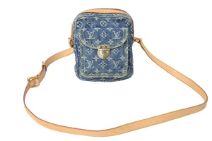 極美品 LOUIS VUITTON ルイヴィトン ショルダーバッグ モノグラムデニムカメラバッグ M95348 ブルー ゴールド金具 中古 55825