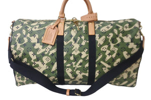 新品同様 LOUIS VUITTON ルイヴィトン×村上隆 キーポルバンドリエール55 モノグラムモフラージュ M95774 ゴールド金具 中古 55839