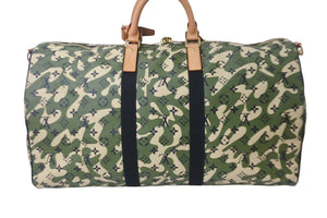 新品同様 LOUIS VUITTON ルイヴィトン×村上隆 キーポルバンドリエール55 モノグラムモフラージュ M95774 ゴールド金具 中古 55839