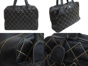 CHANEL シャネル ワイルドステッチ ボストンバッグ ココマーク ブラック 6番台 ロゴ ロック付き 鞄 手持ち かばん 中古 55841