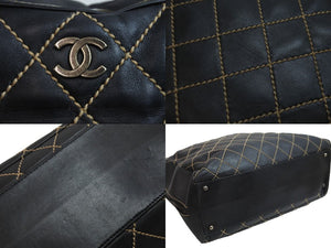 CHANEL シャネル ワイルドステッチ ボストンバッグ ココマーク ブラック 6番台 ロゴ ロック付き 鞄 手持ち かばん 中古 55841