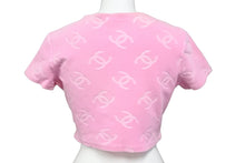 Load image into Gallery viewer, CHANEL シャネル ヴィンテージ 半袖Ｔシャツ チビT ココマーク クロップド ベロア ピンク 品質タグ無し 良品 中古 55843