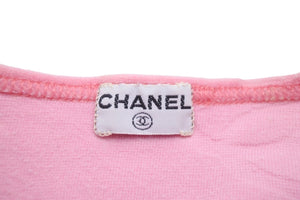 CHANEL シャネル ヴィンテージ 半袖Ｔシャツ チビT ココマーク クロップド ベロア ピンク 品質タグ無し 良品 中古 55843