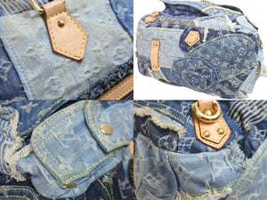 LOUIS VUITTON ルイヴィトン ボウリィ トートバッグ パッチワーク ハンドバッグ ゴールド ブルー CE1097 M95376 美品 中古 55854
