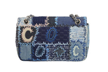 Load image into Gallery viewer, 極美品 CHANEL シャネル ショルダーバッグ パッチワーク マルチカラー ブルー ツイード デニム シルバー金具 21番台 中古 55862