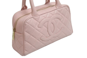 CHANEL シャネル ハンドバッグ ミニボストンバッグ キャビアスキン ピンク 8番台 A20996 ゴールド金具 美品 中古 55879