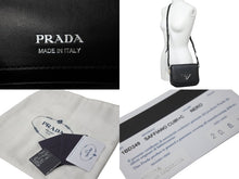 画像をギャラリービューアに読み込む, PRADA プラダショルダーバッグ トライアングルロゴ 1BD249 カーフ ブラック NERO シルバー金具 美品 中古 55893 