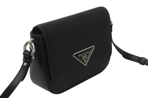 PRADA プラダショルダーバッグ トライアングルロゴ 1BD249 カーフ ブラック NERO シルバー金具 美品 中古 55893 