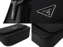 画像をギャラリービューアに読み込む, PRADA プラダショルダーバッグ トライアングルロゴ 1BD249 カーフ ブラック NERO シルバー金具 美品 中古 55893 