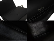 画像をギャラリービューアに読み込む, PRADA プラダショルダーバッグ トライアングルロゴ 1BD249 カーフ ブラック NERO シルバー金具 美品 中古 55893 