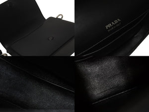 PRADA プラダショルダーバッグ トライアングルロゴ 1BD249 カーフ ブラック NERO シルバー金具 美品 中古 55893 