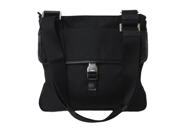 PRADA プラダ ショルダーバッグ スクエア トライアングルロゴ ナイロン ブラック シルバー金具 美品 中古 55894