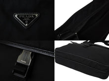 Load image into Gallery viewer, PRADA プラダ ショルダーバッグ スクエア トライアングルロゴ ナイロン ブラック シルバー金具 美品 中古 55894