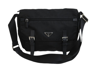 PRADA プラダショルダーバッグ メッセンジャー トライアングルロゴ ブラックナイロン 1BD671 黒 美品 中古 55895 