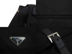 PRADA プラダショルダーバッグ メッセンジャー トライアングルロゴ ブラックナイロン 1BD671 黒 美品 中古 55895 