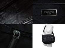 画像をギャラリービューアに読み込む, PRADA プラダショルダーバッグ メッセンジャー トライアングルロゴ ブラックナイロン 1BD671 黒 美品 中古 55895 