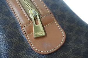 CELINE セリーヌ ハンドバッグ ミニボストンバッグ マカダム柄 PVC レザー ダークブラウン ゴールド金具 良品 中古 55898
