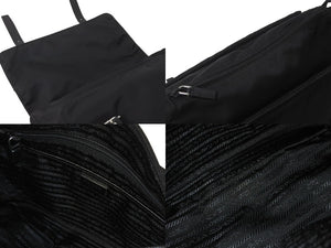 極美品 PRADA プラダショルダーバッグ メッセンジャー トライアングルロゴ ブラック ナイロン 1BD671 ブラック 中古 55903 