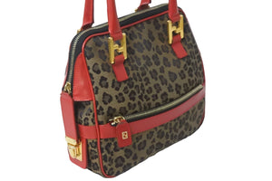 FENDI フェンディ ハンドバッグ 26353 レオパード ヒョウ柄 レッド ゴールド金具 美品 中古 55921 