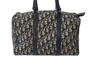Christian Dior クリスチャンディオール ハンドバッグ ミニボストン トロッター コットンキャンバス シルバー金具 美品 中古 55923