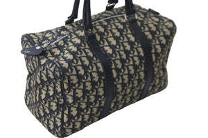 Christian Dior クリスチャンディオール ハンドバッグ ミニボストン トロッター コットンキャンバス シルバー金具 美品 中古 55923