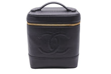 Load image into Gallery viewer, 極美品 CHANEL シャネル 縦型 バニティ バッグ キャビアスキン ブラック ハンドバッグ ココマーク ポーチ ゴールド金具 中古 55924