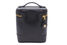 Load image into Gallery viewer, 極美品 CHANEL シャネル 縦型 バニティ バッグ キャビアスキン ブラック ハンドバッグ ココマーク ポーチ ゴールド金具 中古 55924