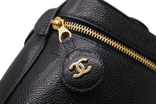 Load image into Gallery viewer, 極美品 CHANEL シャネル 縦型 バニティ バッグ キャビアスキン ブラック ハンドバッグ ココマーク ポーチ ゴールド金具 中古 55924