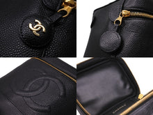 Load image into Gallery viewer, 極美品 CHANEL シャネル 縦型 バニティ バッグ キャビアスキン ブラック ハンドバッグ ココマーク ポーチ ゴールド金具 中古 55924
