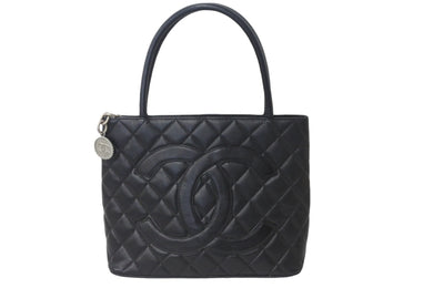 CHANEL シャネル ハンドバッグ 復刻トート A01804 ココマーク キャビアスキン ブラック シルバー金具 美品 中古 55926