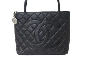 CHANEL シャネル ハンドバッグ 復刻トート A01804 ココマーク キャビアスキン ブラック シルバー金具 美品 中古 55926