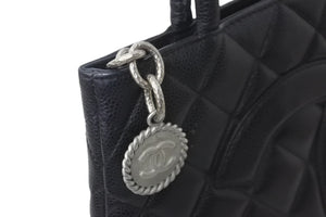 CHANEL シャネル ハンドバッグ 復刻トート A01804 ココマーク キャビアスキン ブラック シルバー金具 美品 中古 55926