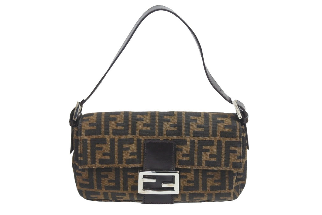 FENDI フェンディ ズッカ柄 マンマバケット ショルダーバッグ ワンショルダー ブラウン アクセサリーポーチ 美品 中古 55927 