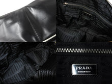 画像をギャラリービューアに読み込む, PRADA プラダ パンチング ハンドバッグ ボストンバッグ B10524 VITELLO DRIVE レザー ブラック ホワイト シルバー 美品 中古 55935 