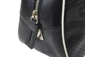 PRADA プラダ パンチング ハンドバッグ ボストンバッグ B10524 VITELLO DRIVE レザー ブラック ホワイト シルバー 美品 中古 55935 