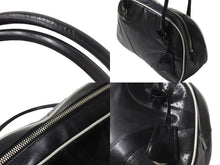 画像をギャラリービューアに読み込む, PRADA プラダ パンチング ハンドバッグ ボストンバッグ B10524 VITELLO DRIVE レザー ブラック ホワイト シルバー 美品 中古 55935 