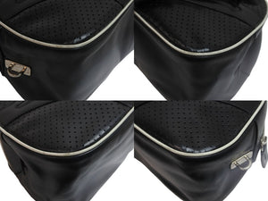 PRADA プラダ パンチング ハンドバッグ ボストンバッグ B10524 VITELLO DRIVE レザー ブラック ホワイト シルバー 美品 中古 55935 