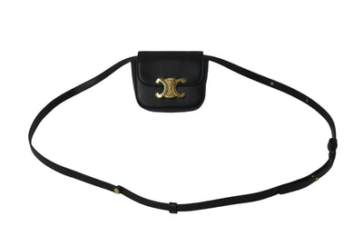 CELINE セリーヌ ショルダーバッグ ミニ クロード カーフスキン ブラック 10I513DPV.38NO ゴールド金具 美品 中古 55944