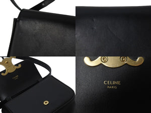 CELINE セリーヌ ショルダーバッグ ミニ クロード カーフスキン ブラック 10I513DPV.38NO ゴールド金具 美品 中古 55944